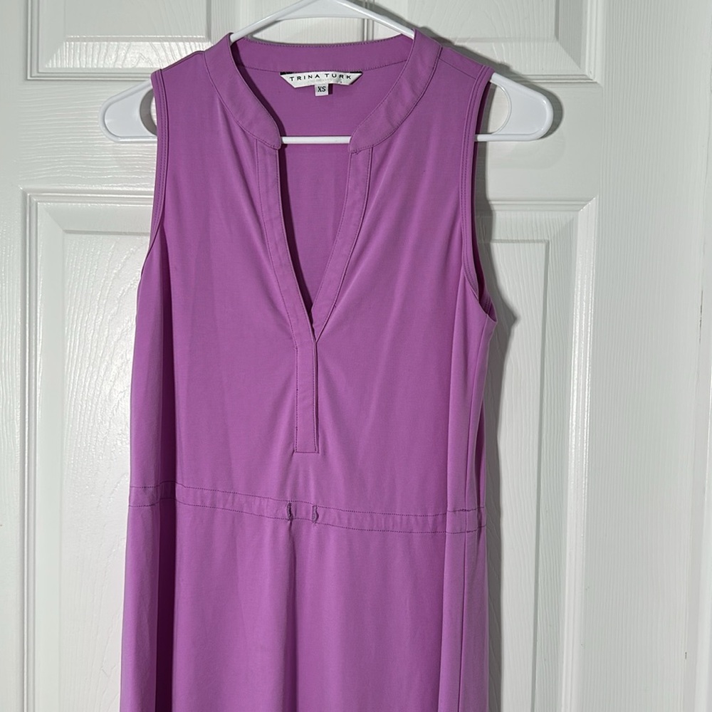 Trina Turk Purple Sheath Midi Dress V-Neck Sleeveless - Picture 4 of 9